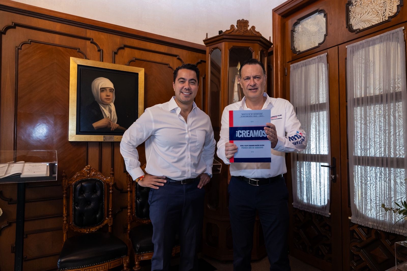 Felifer Macías presenta resultados de su primer año de gestión a Mauricio Kuri