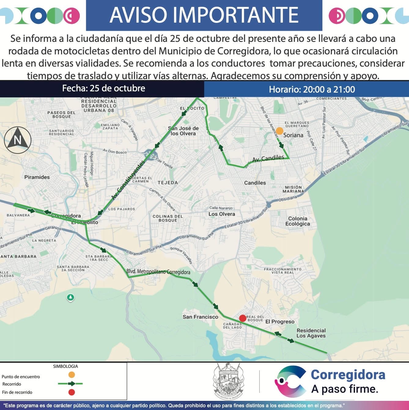 Rodada de motociclistas recorrerá las calles de Corregidora este sábado por la noche
