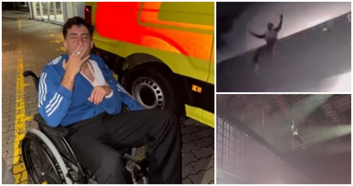 🎤😱 Delaossa sufre caída desde 20 metros en pleno concierto