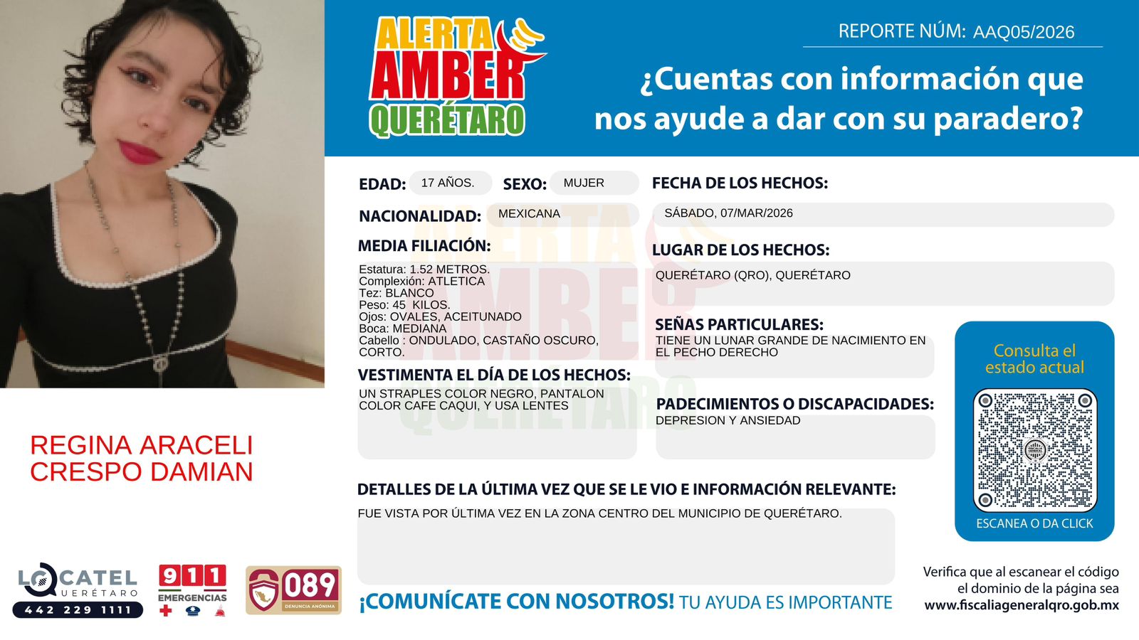 🚨🔎 Ayúdanos a encontrarla.
