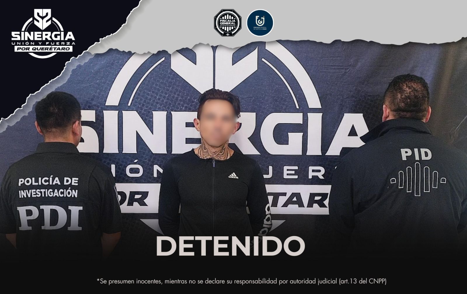 ⚖️ Como parte de la estrategia Sinergia, la Fiscalía General del Estado de Querétaro cumplimentó una orden de aprehensión por colaboración en contra de Hugo Marcelo “N”, acusado del delito de robo agravado cometido en la Ciudad de México.