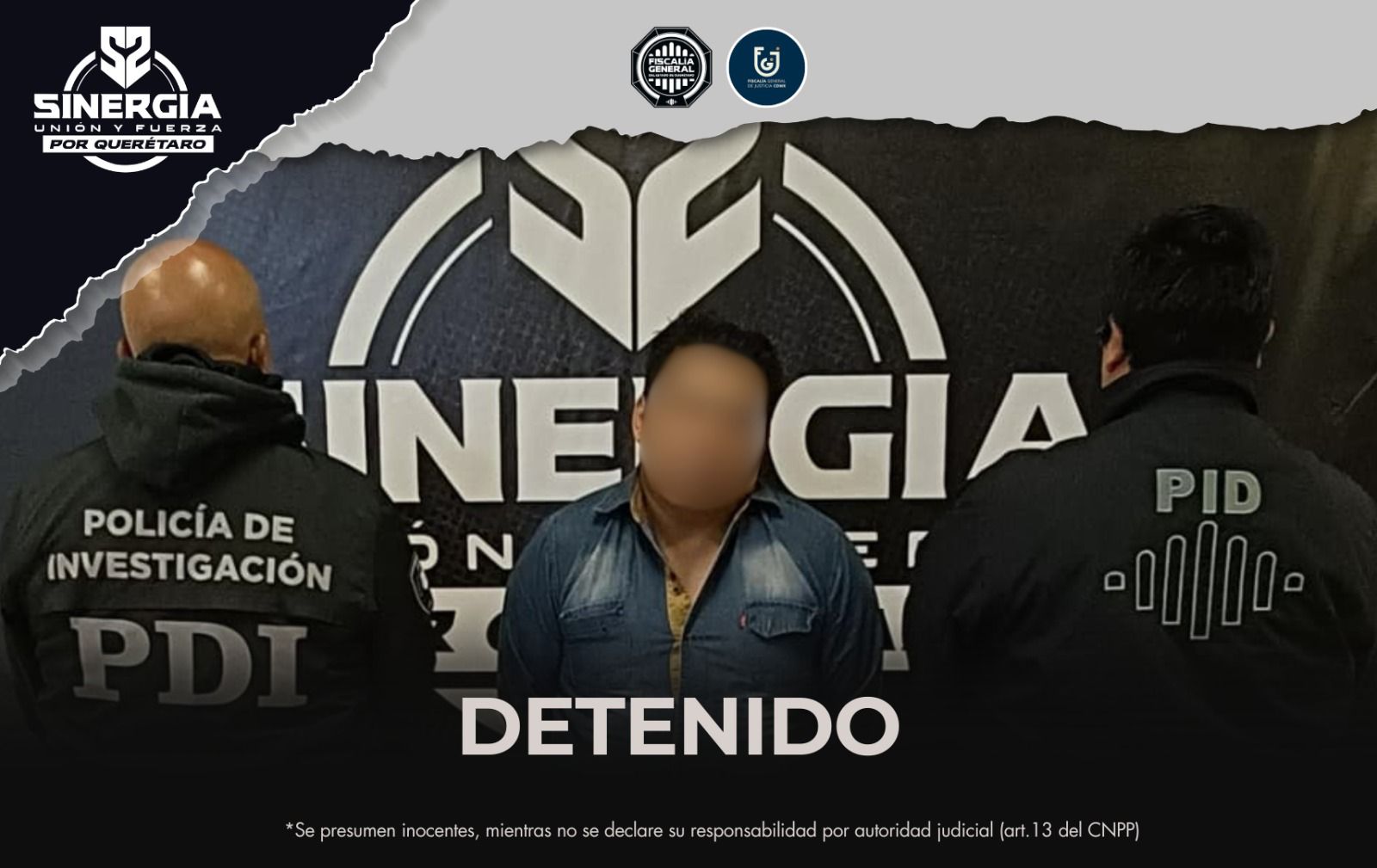 🛡️ En un nuevo resultado de la estrategia Sinergia, la Fiscalía General del Estado de Querétaro cumplimentó una orden de aprehensión en contra de Jorge N