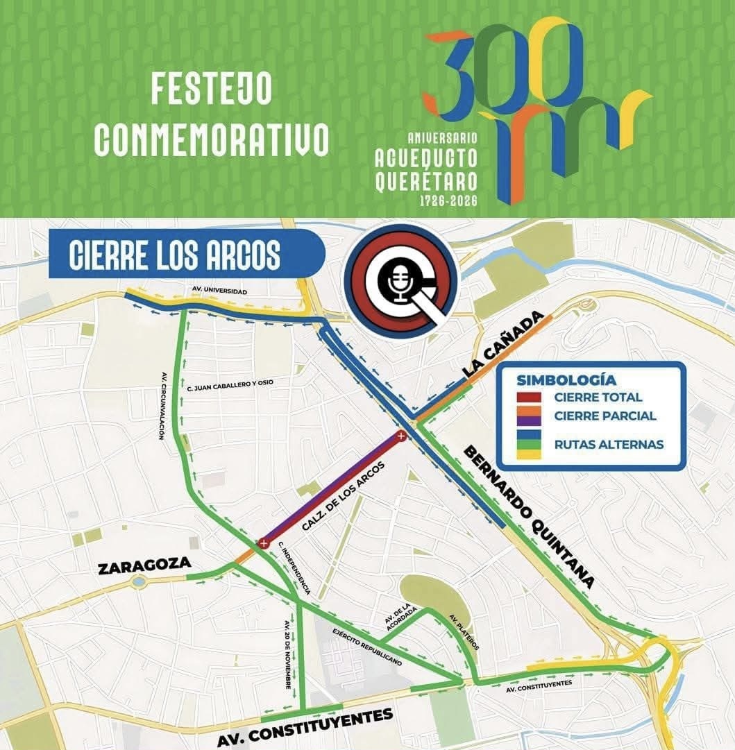Habrá cierres viales por festejos del acueducto en Querétaro desde este viernes