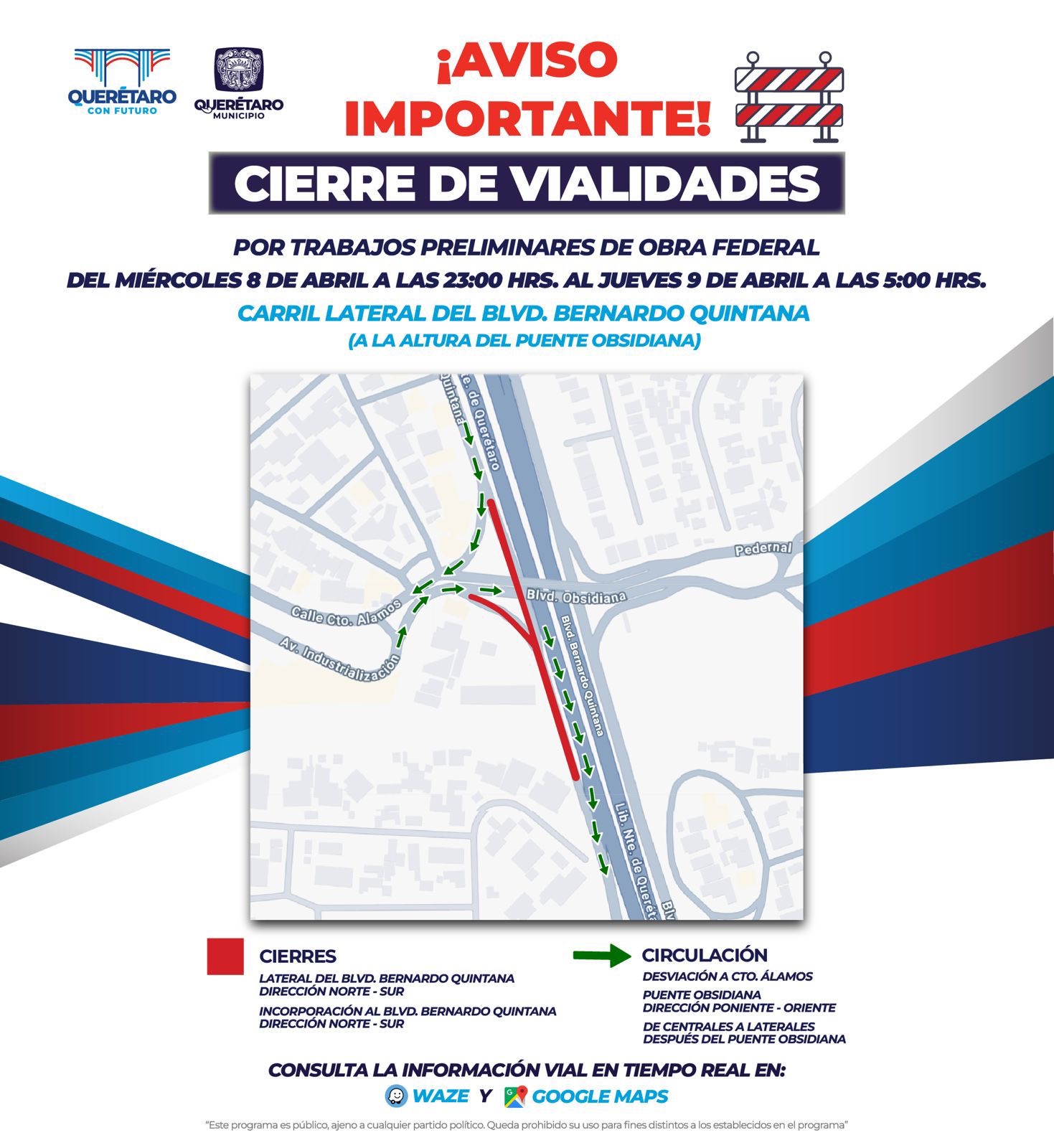 Cerrarán nuevamente Bernardo Quintana por trabajos del tren México-Querétaro
