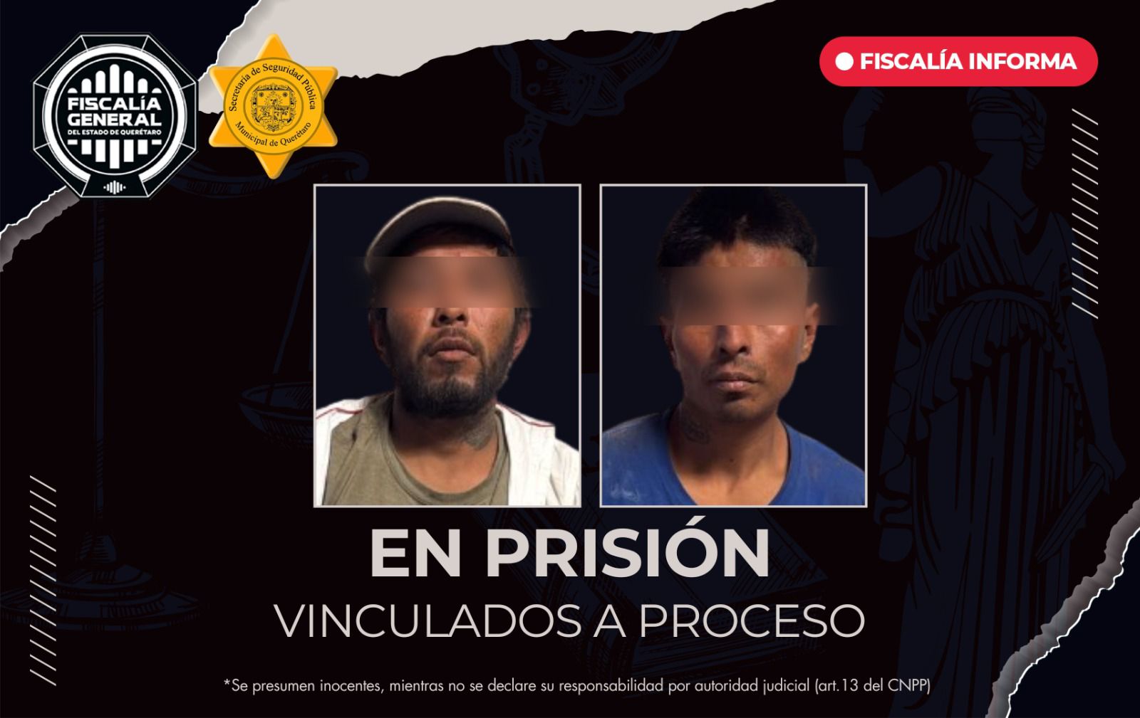 ⚖️🛡️ La Fiscalía General del Estado logró la vinculación a proceso y prisión preventiva justificada