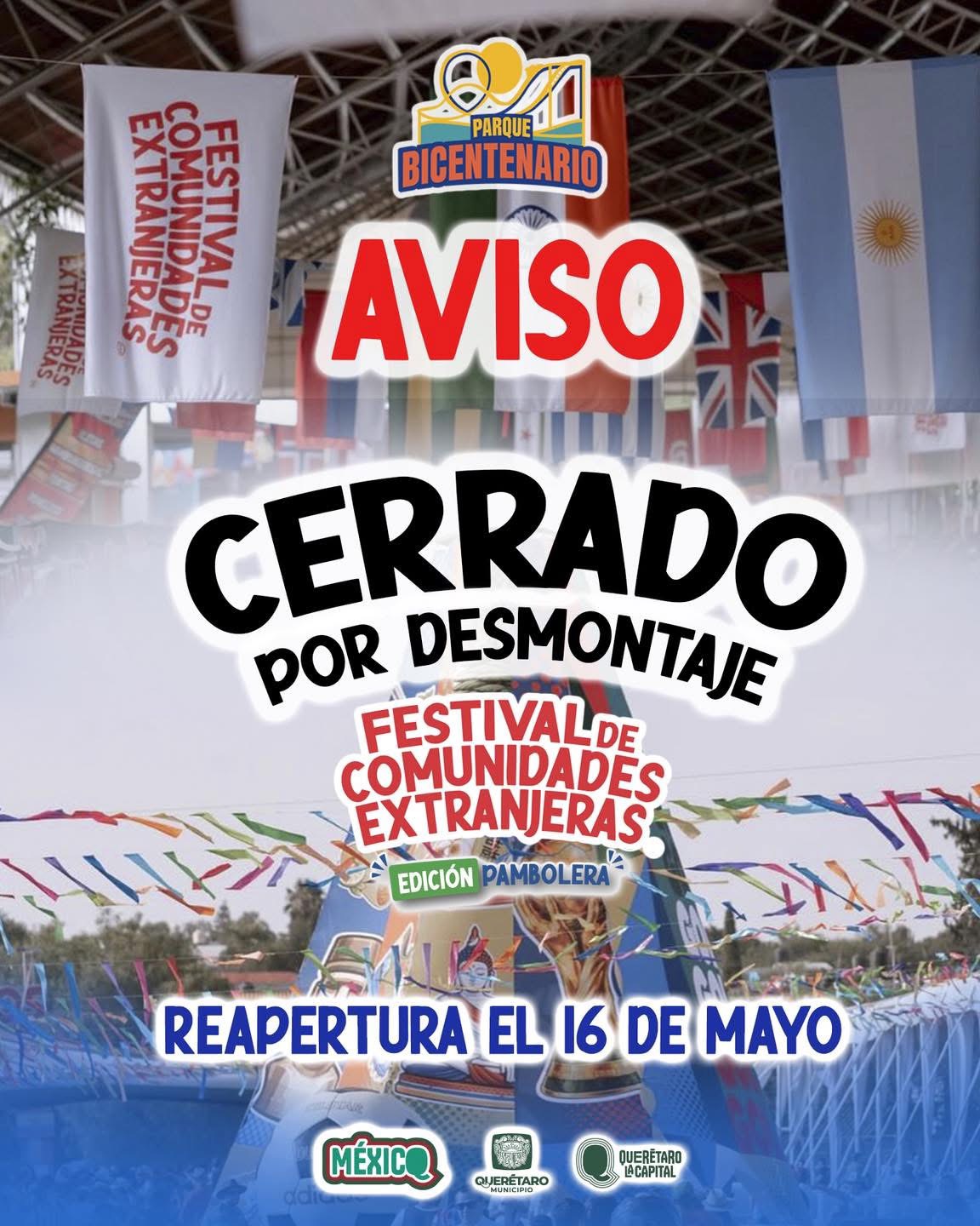 Anuncian cierre temporal del Parque Bicentenario por retiro de instalaciones