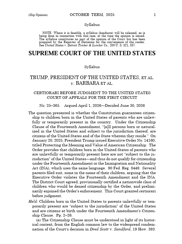 ⚖️🇺🇸 La Corte Suprema de Estados Unidos asestó un revés a la política migratoria del presidente Donald Trump