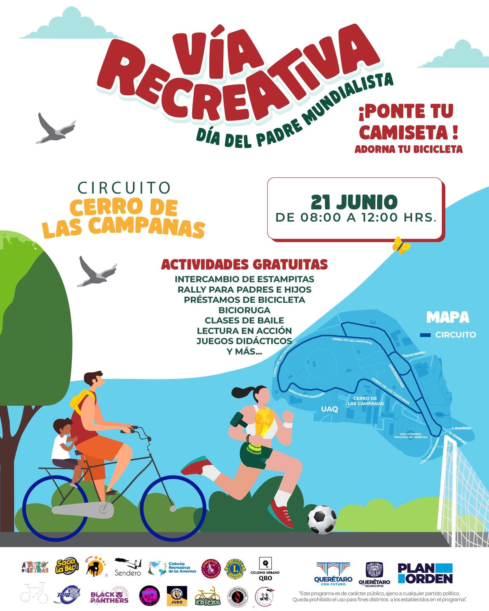 Invitan a celebrar el Día del Padre con rodada y convivencia en el Cerro de las Campanas