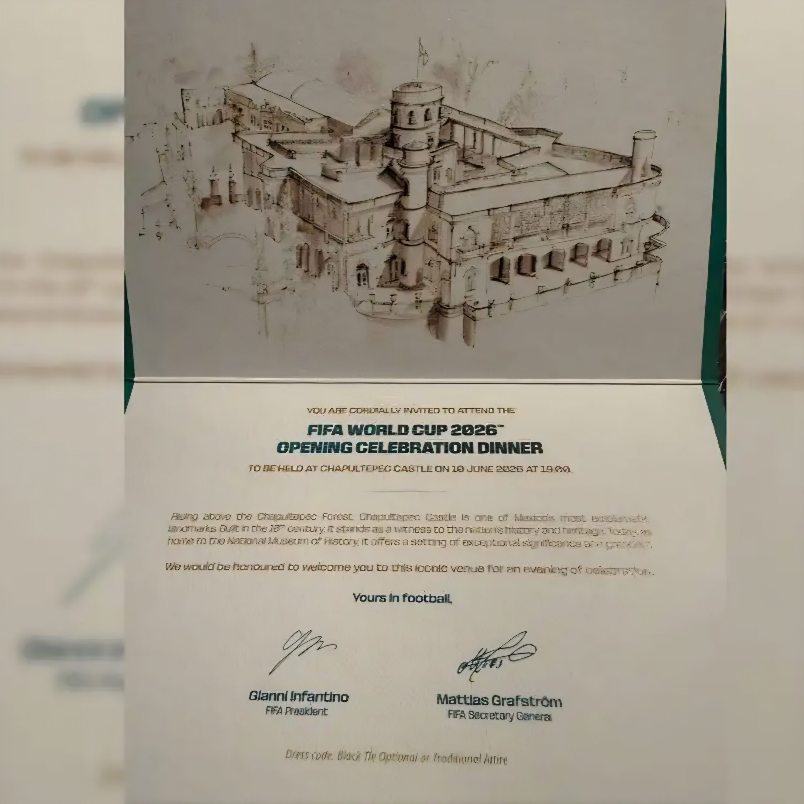 🏰⚽ La Fiscalía General de la República (FGR) investiga la cena organizada por la FIFA en el Castillo de Chapultepec, realizada el pasado 10 de junio para celebrar el inicio del Mundial 2026.