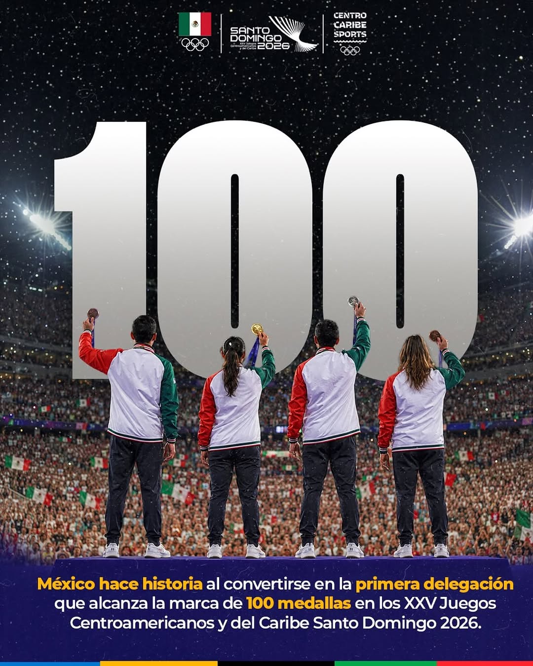 🥇🇲🇽 ¡México alcanza las 100 medallas en Santo Domingo 2026!