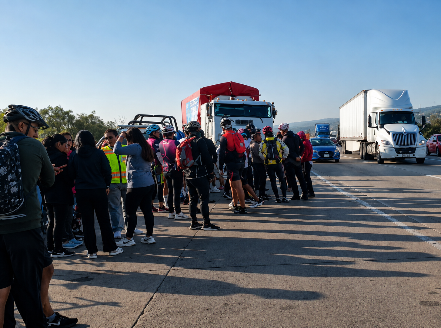 Patrulla choca contra vehículo de apoyo a peregrinos en la México – Querétaro 