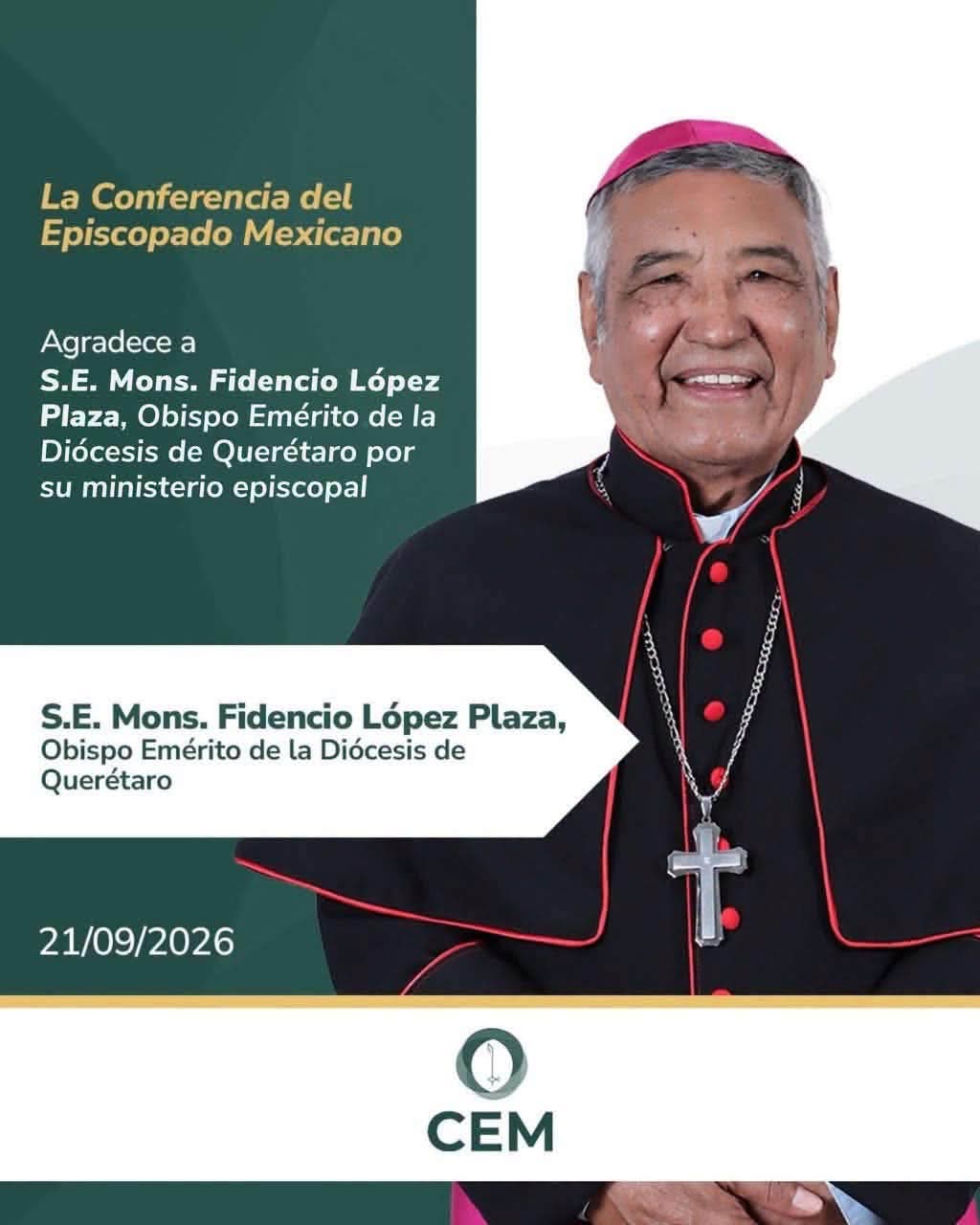¡Anuncia la Nunciatura Apostólica relevo en la Diócesis de Querétaro! ⛪️🔔🇲🇽