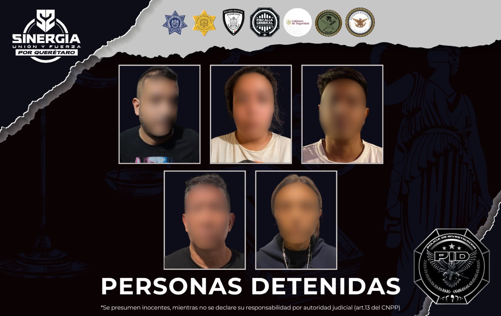 ¡Despliegan operativo Sinergia con 4 cateos simultáneos en Querétaro y Corregidora: 5 detenidos y decomiso de armamento y narcóticos! 🚨⚖️🛡️