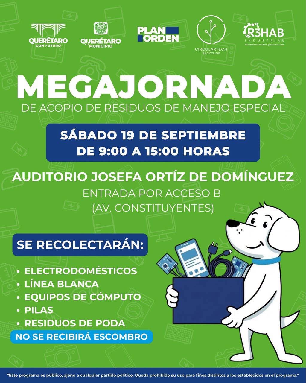 Habrá acopio de electrodomésticos y otros residuos este sábado en Querétaro