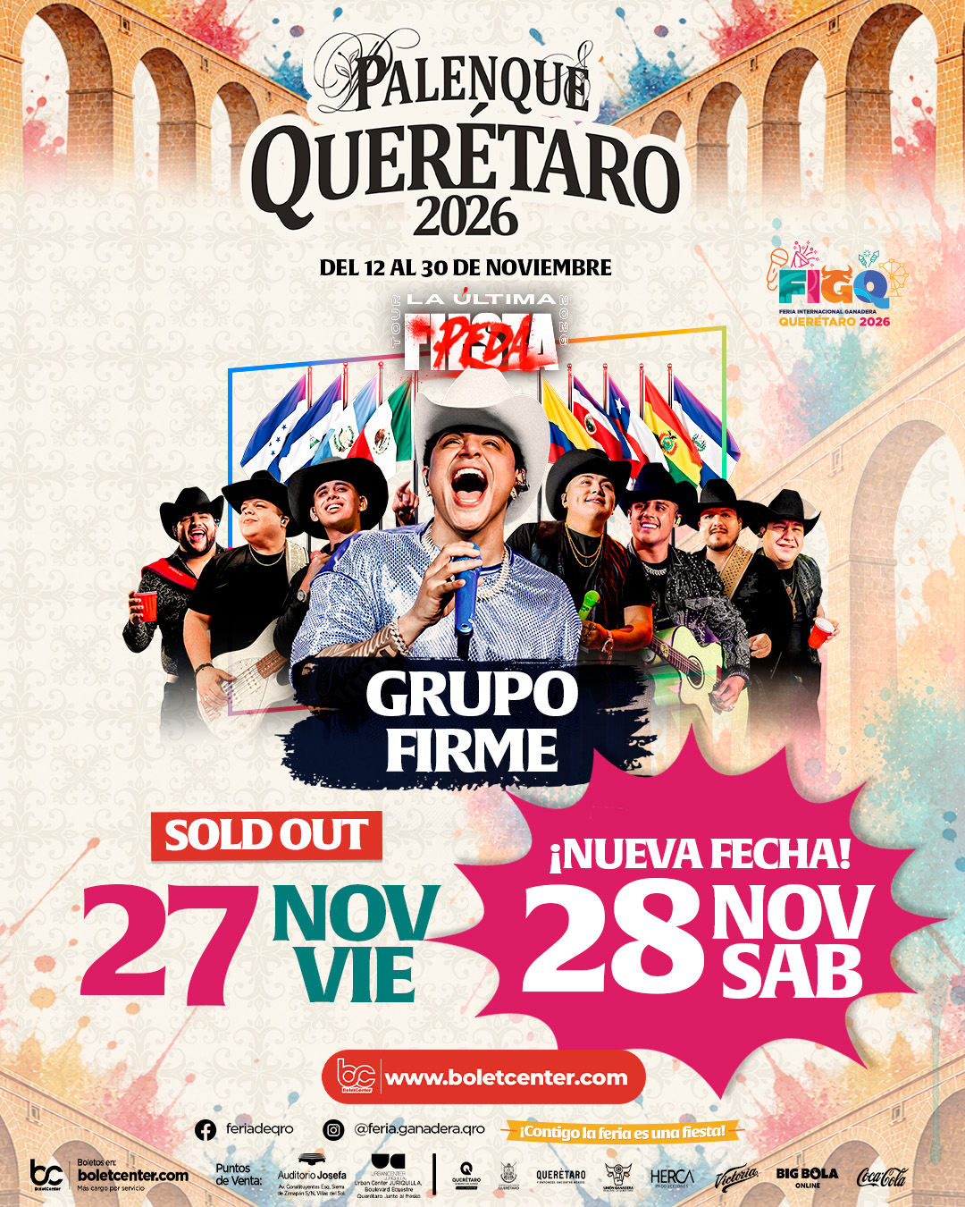 ¡SOLD OUT y nueva fecha! Grupo Firme abre segunda noche en el Palenque de la Feria Internacional Ganadera de Querétaro 2026 🔥🎟️🎶
