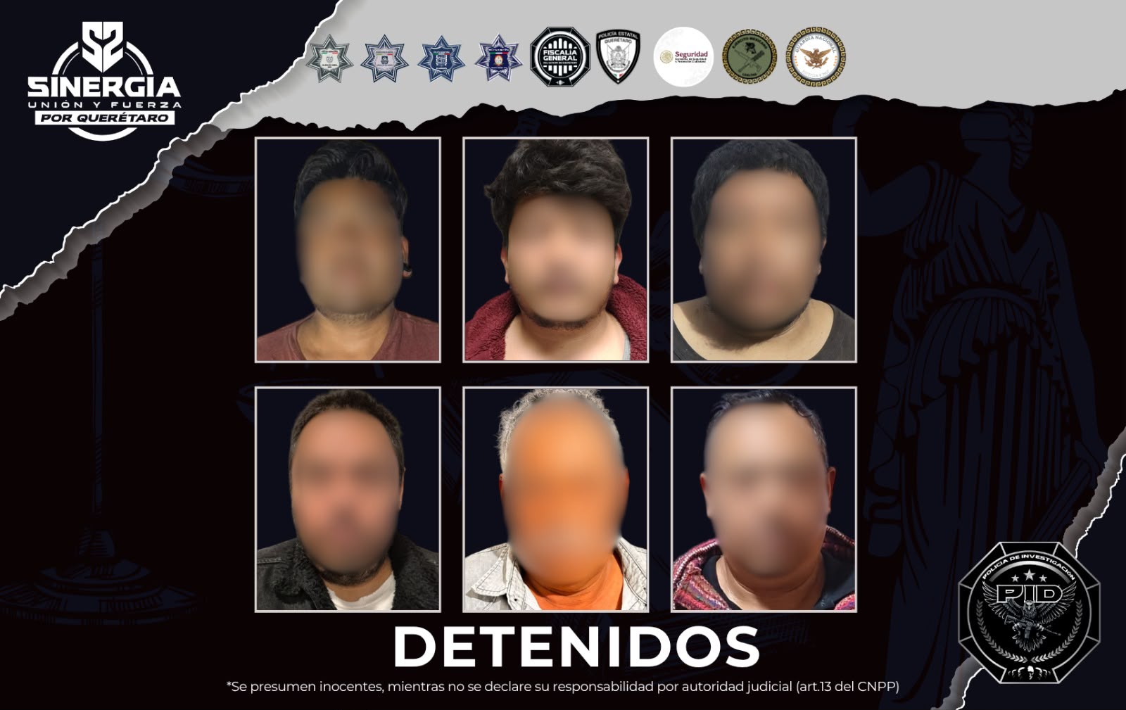 ¡Golpe coordinado contra la delincuencia! Operativo Sinergia deja seis detenidos, narcóticos y un arma de fuego en cinco municipios de Querétaro ⚖️🚨🚔