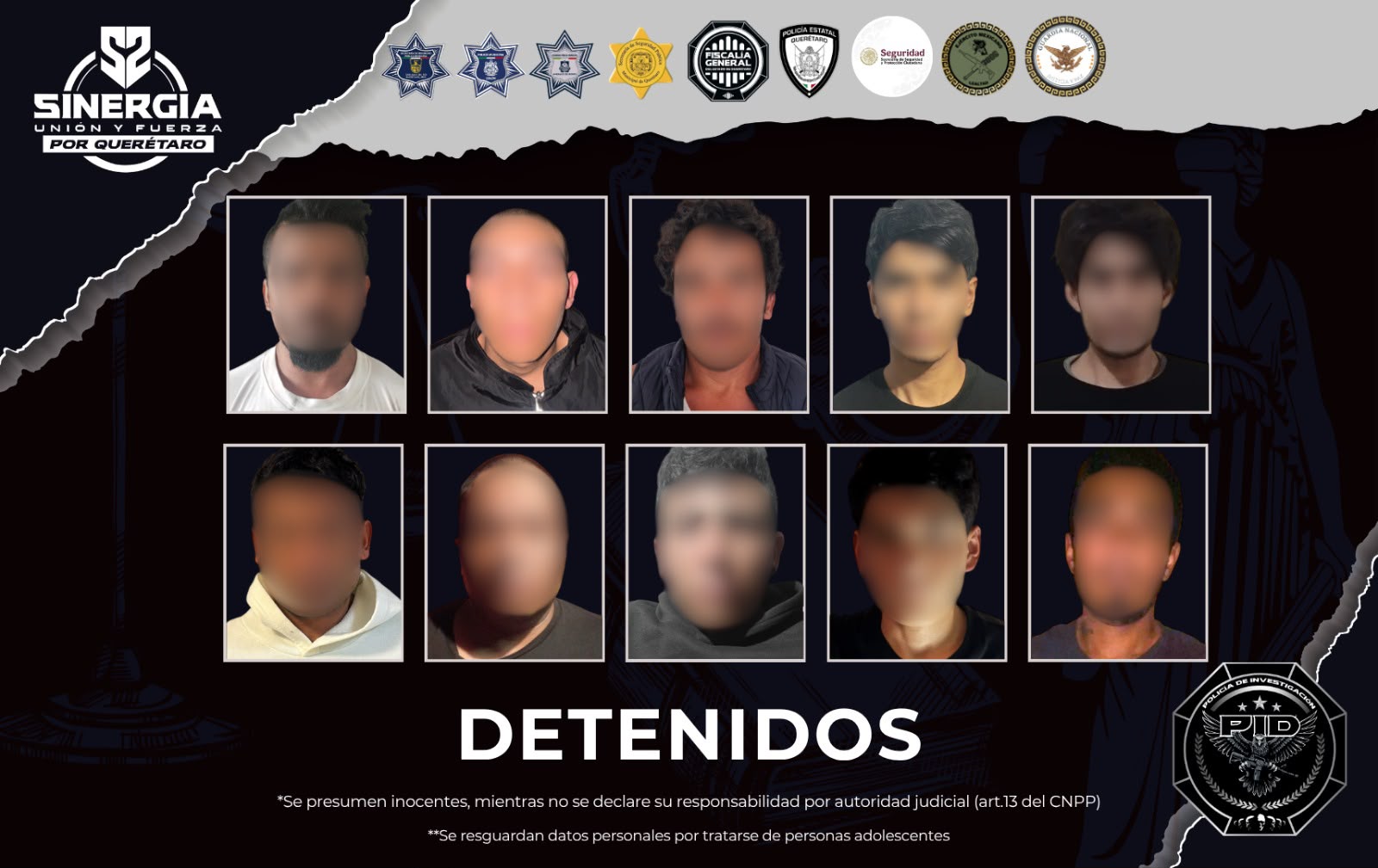 ¡Golpe al delito en la entidad! Operativo “Sinergia” ejecuta cateos simultáneos en cuatro municipios: 10 detenidos, armas y narcóticos asegurados ⚖️🚨🛡️