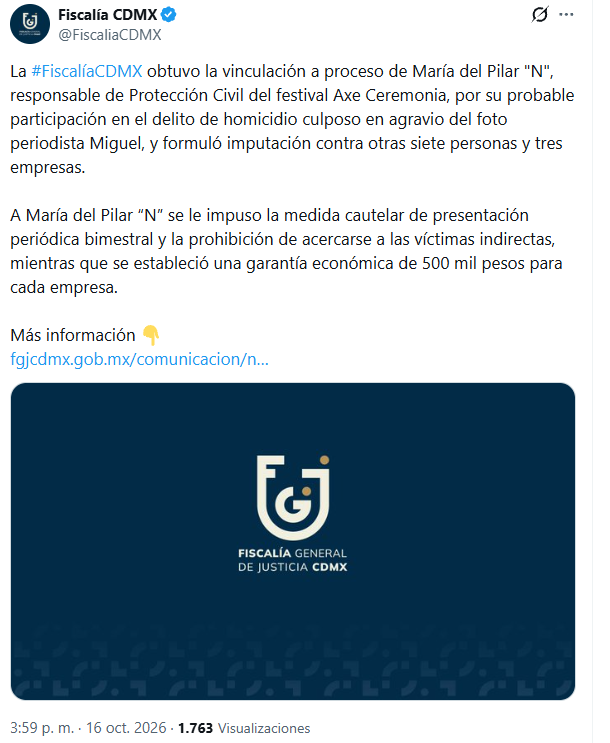 🚨 Caso Axe Ceremonia: Vinculan a Proceso a una responsable de protección civil por muerte de fotoperiodistas⚖️